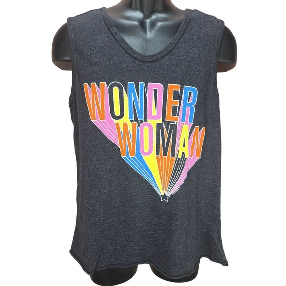 Wonder Woman Sleeveless Tank Top Small Junk Food Charcoal Gray USA MADE - Picture 1 of 7